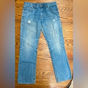 🤩OLDNAVY🤩JEANS size 29x30 DISTRESSED LOWRISE STRAIGHTLEG COMFY 100%cotton 💕EUC💕